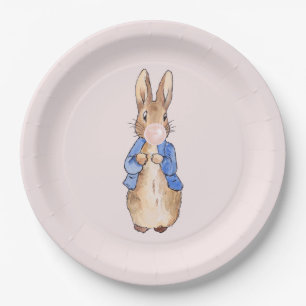 Peter the Rabbit Blowing a Pink Bubble gum    Pape Paper Plate