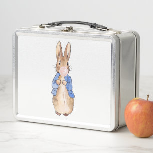 Peter the Rabbit Blowing a White Bubble gum   Metal Lunch Box