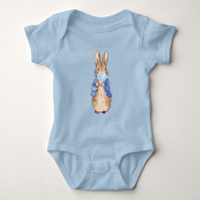 Peter the Rabbit Blowing Blue Gum Baby Bodysuit (Front)