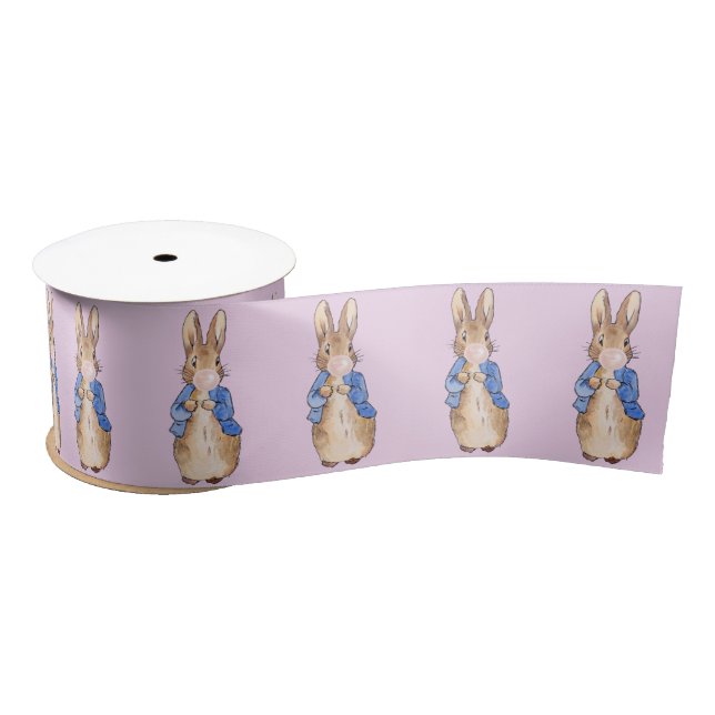 Peter the Rabbit Blowing Pink Bubble gum  Satin Ribbon (Spool)