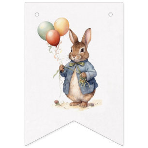 Peter the rabbit blue jacket with balloons bunting 