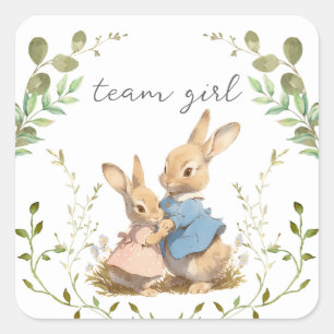 Peter the Rabbit Botanical Team girl He or She  Square Sticker
