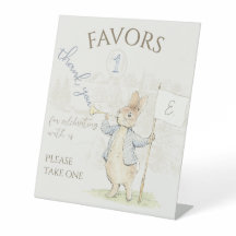 Peter the Rabbit Bunny 1st Birthday Favours Sign