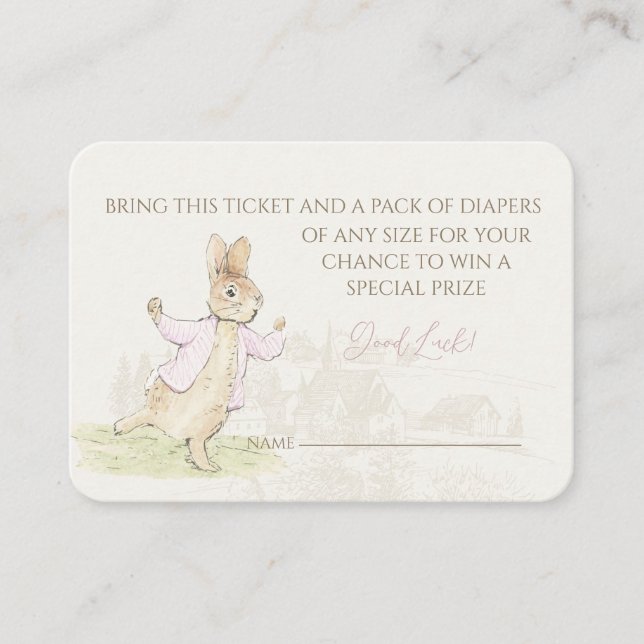 Peter the Rabbit Bunny Baby Shower Diaper Raffle Enclosure Card (Front)