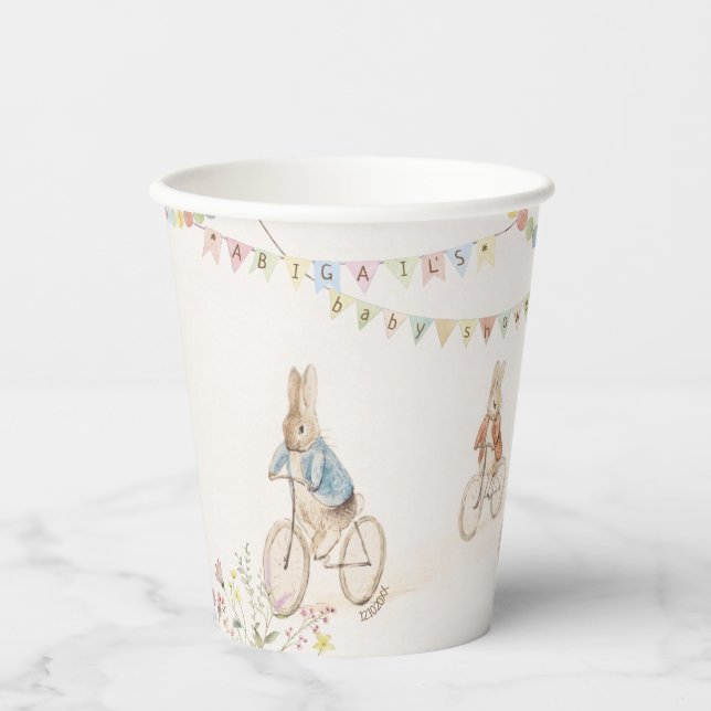Peter the Rabbit Bunny Gender Neutral Baby Shower Paper Cups (Front)