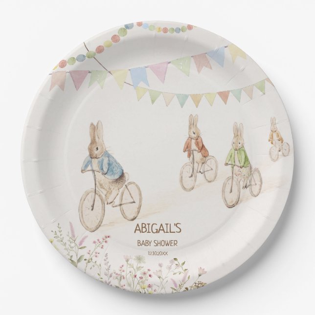 Peter the Rabbit Bunny Gender Neutral Baby Shower Paper Plate (Front)