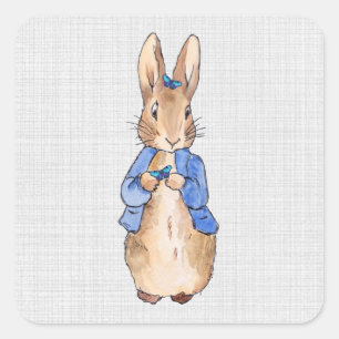 Peter the Rabbit Butterflies Grey Linen Texture Square Sticker