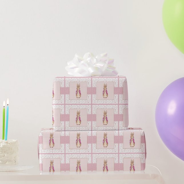 Peter the Rabbit Check & Floral pattern Wrapping Paper (Party Gifts)
