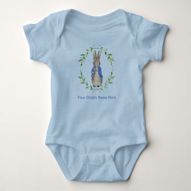 Peter the Rabbit Child's Name Personalization  Baby Bodysuit (Front)