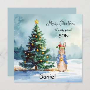 Peter the Rabbit Christmas tree Holiday Card