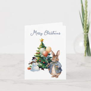 Peter the Rabbit Christmas tree Holiday Card