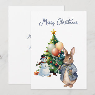 Peter the Rabbit Christmas tree Holiday Card