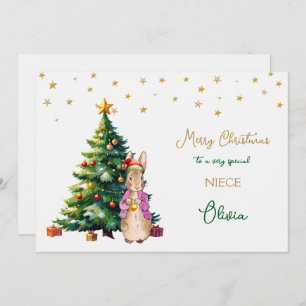 Peter the Rabbit Christmas tree Merry Christmas Holiday Card