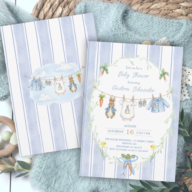 Peter the Rabbit Clothesline Baby Shower Invitation (Creator Uploaded)