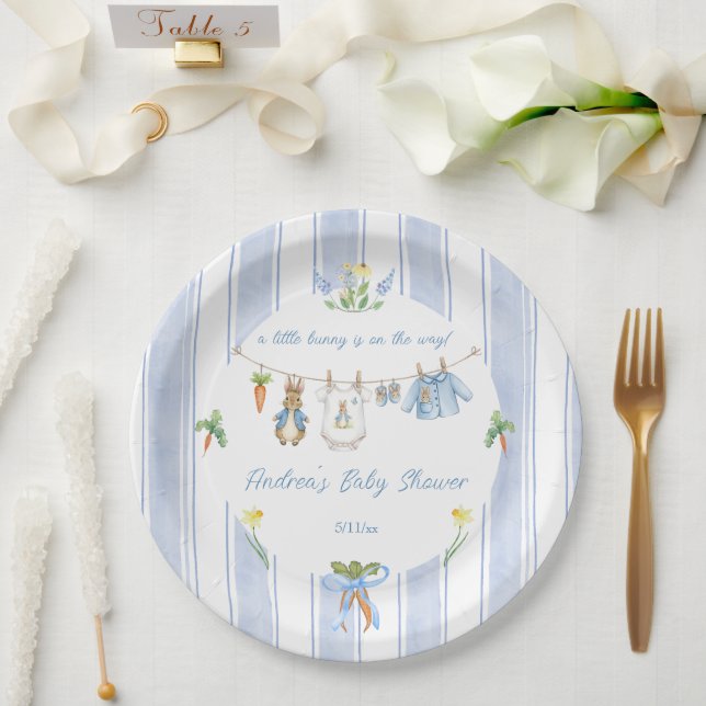 Peter the Rabbit Clothesline Baby Shower  Paper Plate (Wedding)