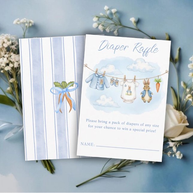 Peter the Rabbit Clothesline Shower Diaper Raffle Enclosure Card (Creator Uploaded)