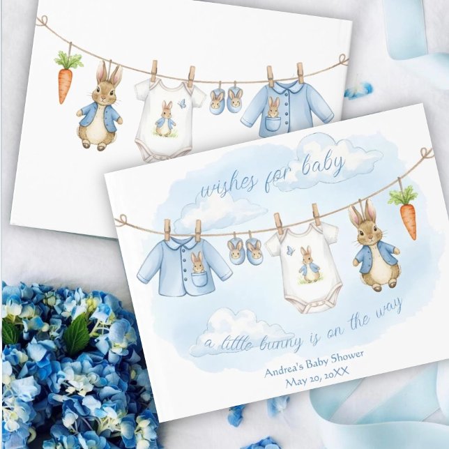 Peter the Rabbit Cute Clothesline Baby Shower   Guest Book (Creator Uploaded)