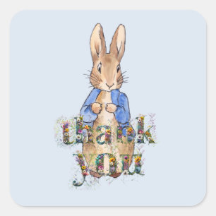 Peter the Rabbit Decorative Thank You text Square Sticker