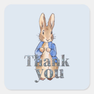 Peter the Rabbit Decorative Thank You text Square Sticker