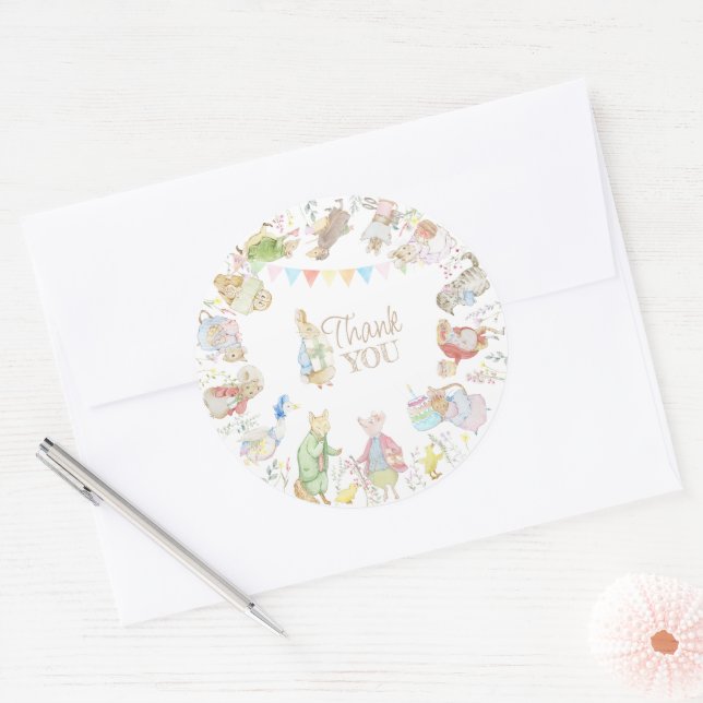 Peter the Rabbit First Birthday Classic Round Sticker (Envelope)