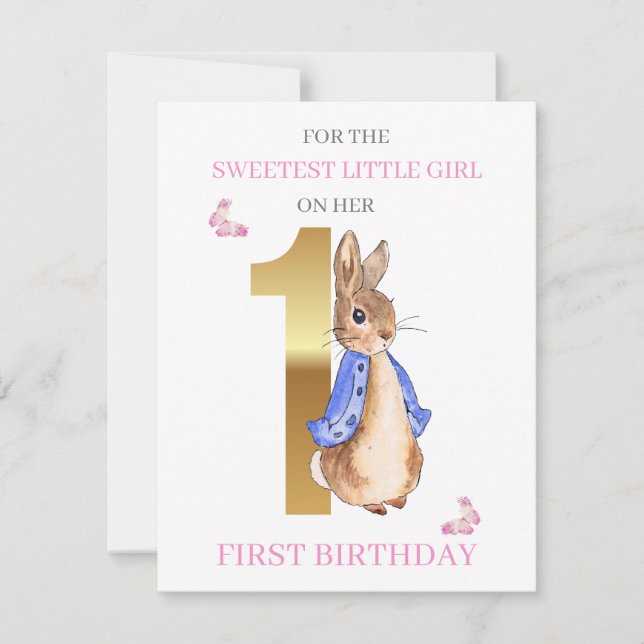 Peter the rabbit First birthday greeting (Front)