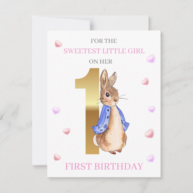 Peter the rabbit First birthday greeting (Front)