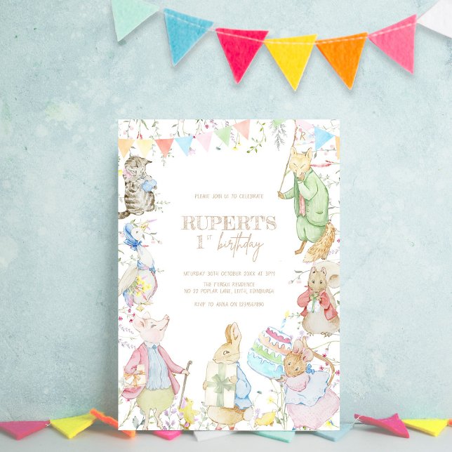 Peter the Rabbit First Birthday Invitation (Creator Uploaded)