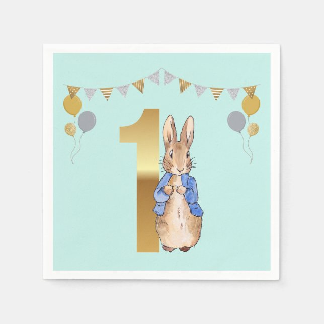 Peter the Rabbit First Birthday Napkin (Front)