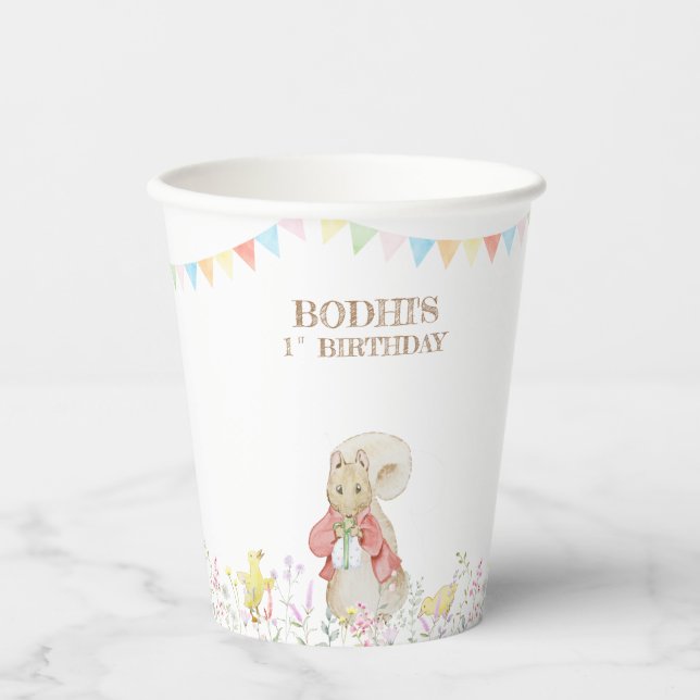 Peter the Rabbit First Birthday Paper Cups (Front)