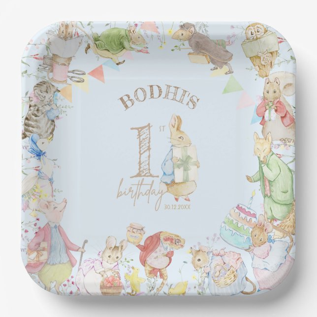 Peter the Rabbit First Birthday Paper Plate (Front)