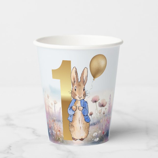 Peter the Rabbit First birthday wildflowers Paper Cups (Front)