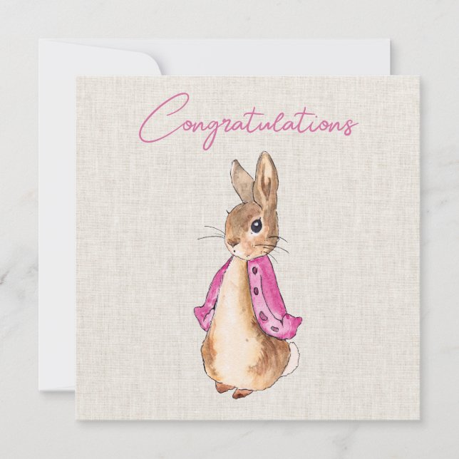Peter the rabbit Flopsy beige linen background (Front)