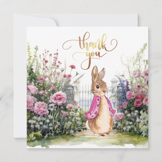 Peter the Rabbit Flopsy in the garden Thank You Card (Front)