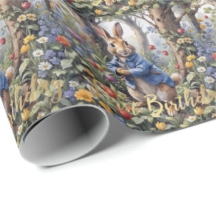 Peter the rabbit forest First Birthday Wrapping Paper
