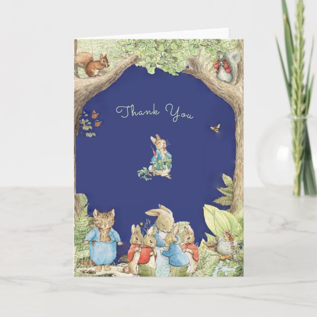 Peter the Rabbit Forest Friends Baby Shower Thank You Card (Front)