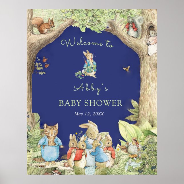 Peter the Rabbit Forest Friends Shower Welcome Poster (Front)