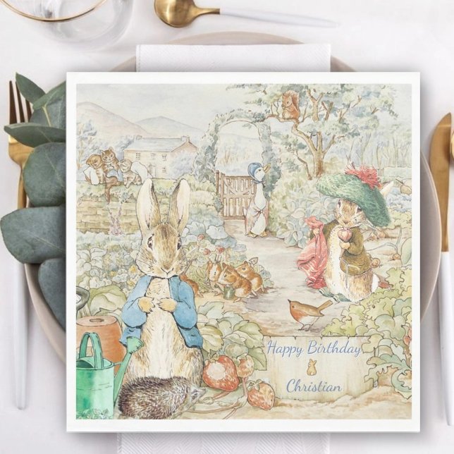 Peter the Rabbit Garden Storybook Birthday Napkin (Creator Uploaded)