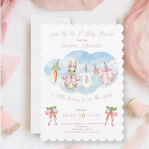 Peter the Rabbit Girl Clothesline Baby Shower   Invitation