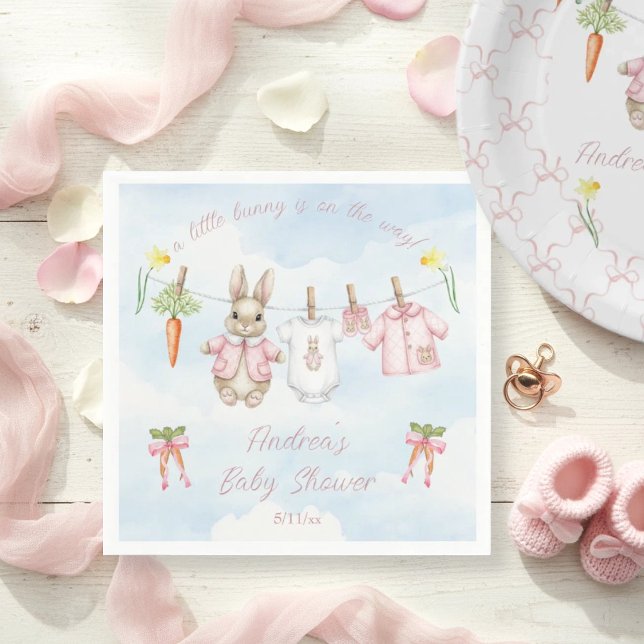 Peter the Rabbit Girl Clothesline Baby Shower  Pap Napkin (Creator Uploaded)