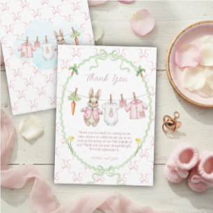 Peter the Rabbit Girl Clothesline Baby Shower Thank You Card
