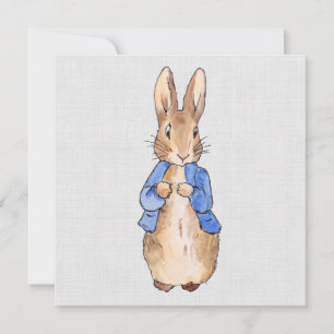 Peter the Rabbit Gray Linen Background   Thank You Card