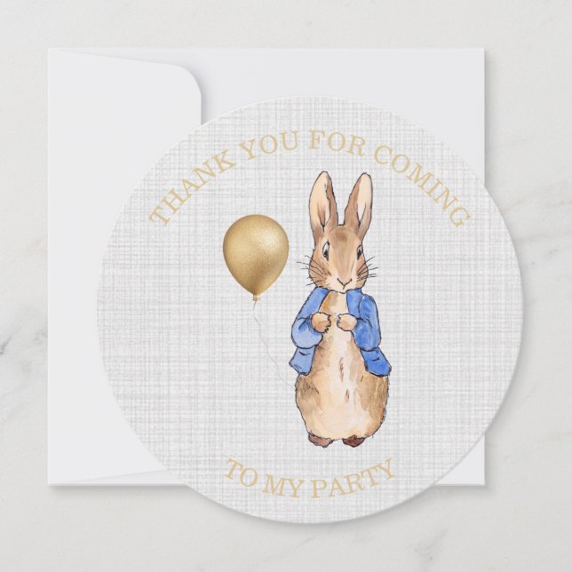 Peter the Rabbit Gray Linen  Thank You Card (Front)