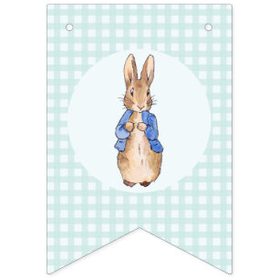 Peter the rabbit green check pattern background Bunting