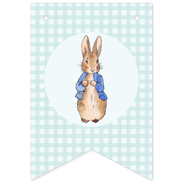  Peter the rabbit green check pattern background Bunting (First Flag)