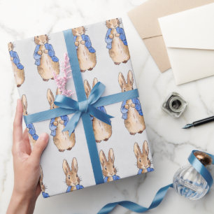 Peter the Rabbit Grey Linen Background Wrapping Paper