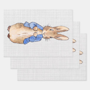 Peter the Rabbit Grey Linen background  Wrapping Paper Sheet