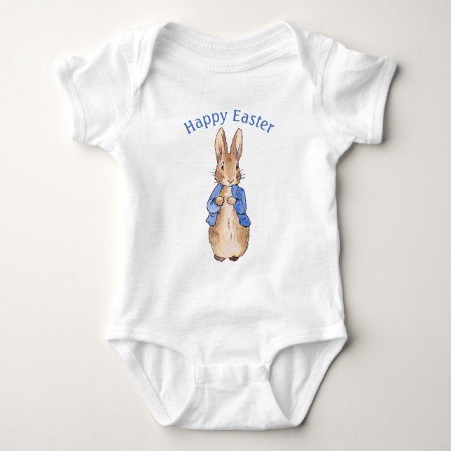 Peter the rabbit Happy Easter greeting Baby Bodysuit (Front)
