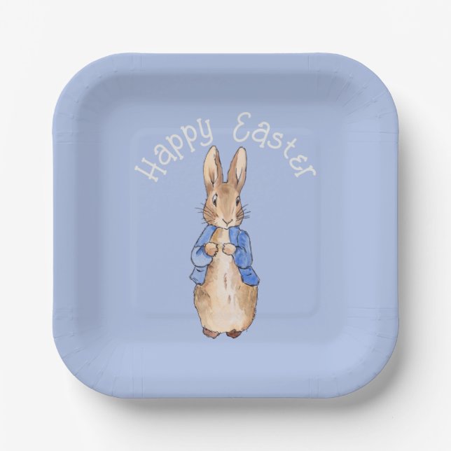 Peter the rabbit Happy Easter greeting Paper Plate (Front)