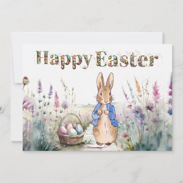 Peter the Rabbit Happy Easter Holiday Card (Front)