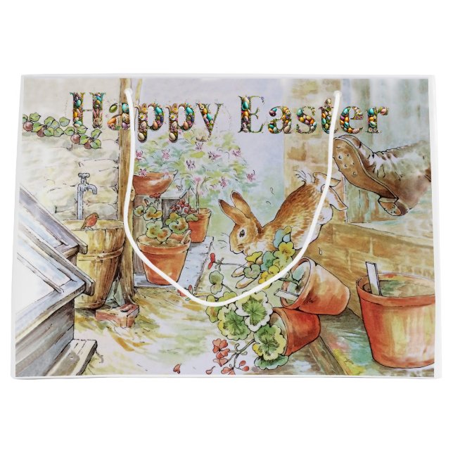 Peter the rabbit Happy Easter Large Gift Bag (Front)